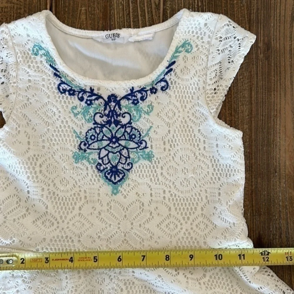 Guess Dress Lace Fabric Size 3/4 T White & Blue details